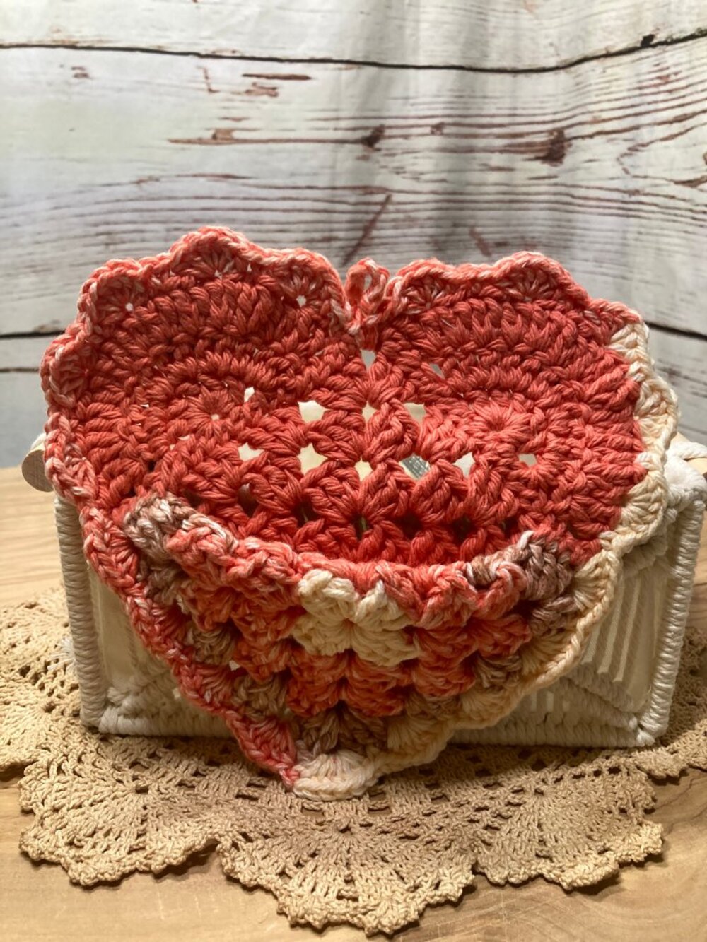 Handmade Crochet Heart Magnetic Potholder Fridge Magnet Hot Pad 6x6